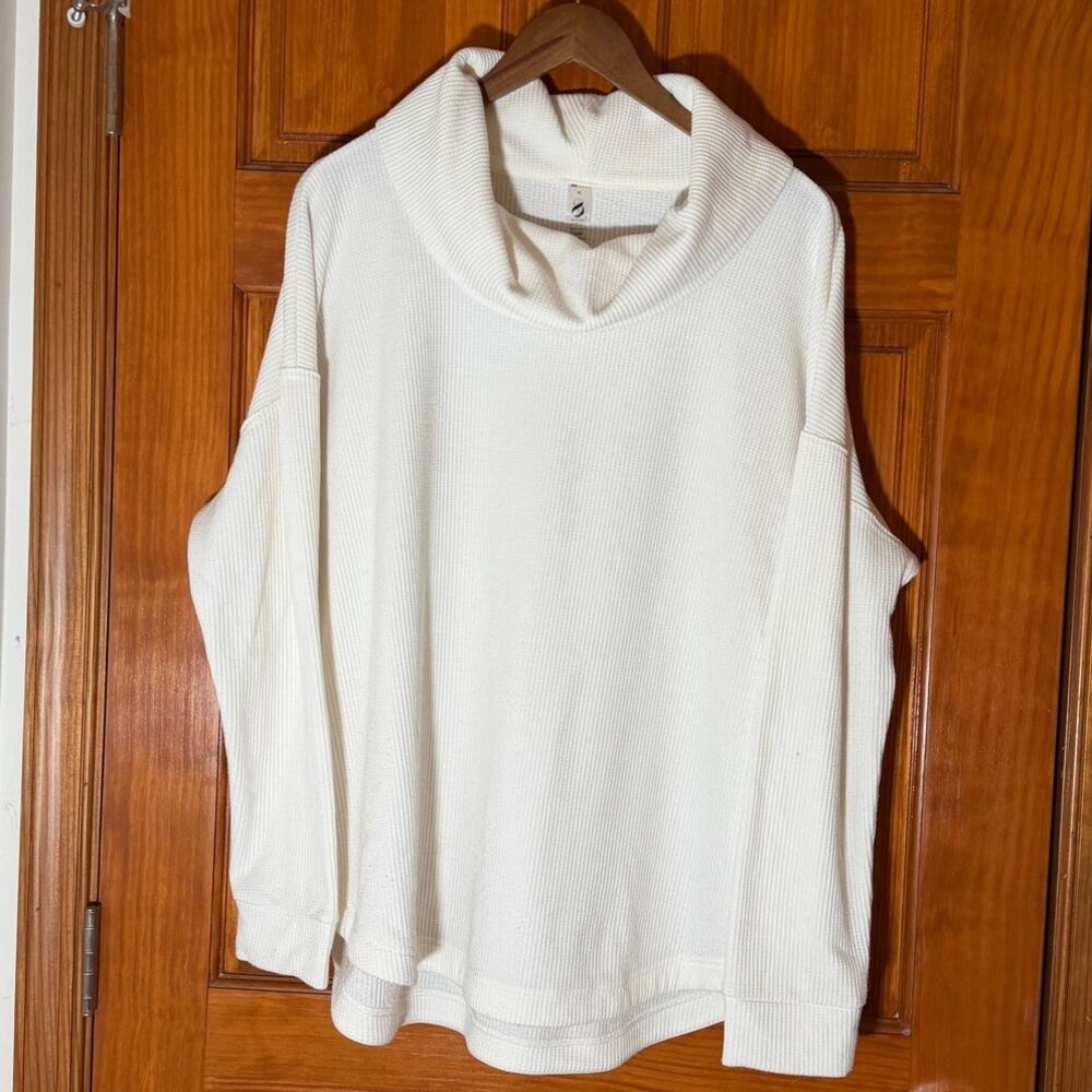Lou & Grey Waffle Knit Cowl Neck Super Soft Oversized Size XL
